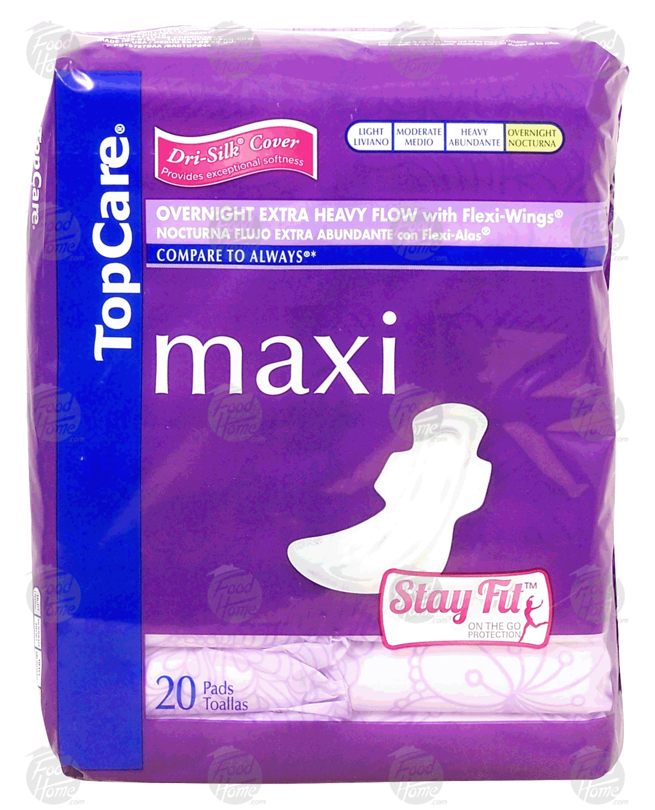 Top Care maxi overnight extra heavy flow pads with flexi-wings Full-Size Picture